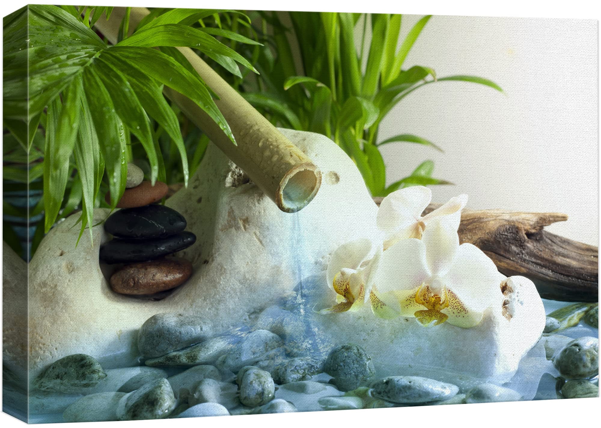 White Orchids and Zen Stones Canvas Print, 16" x 24"