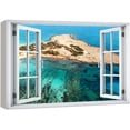 thumbnail image 1 of wall26 Canvas Print Wall Art Window View Aerial Tropical Paradise Ocean Island Wilderness Nature Photography Realism Scenic Landscape Colorful Multicolor for Living Room, Bedroom, Office - 16"x2, 1 of 5