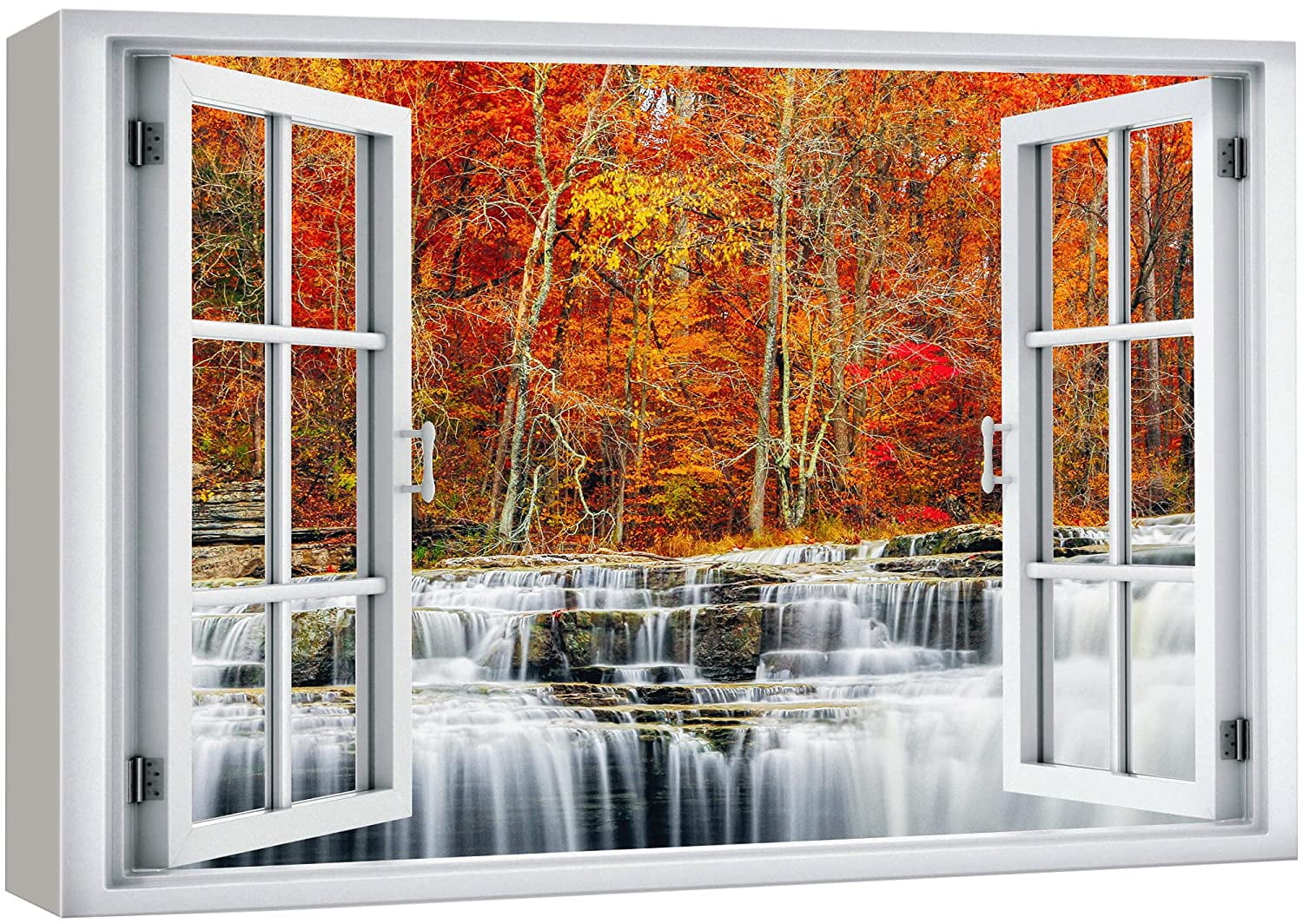 wall26 Canvas Print Wall Art Window View Autumn Fall Season Forest ...