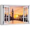 thumbnail image 1 of wall26 Canvas Print Wall Art Window View Dusk London England Thames Big Ben Sunset Wilderness Nature Photography Realism Landscape Colorful Multicolor for Living Room, Bedroom, Office - 24x36, 1 of 5