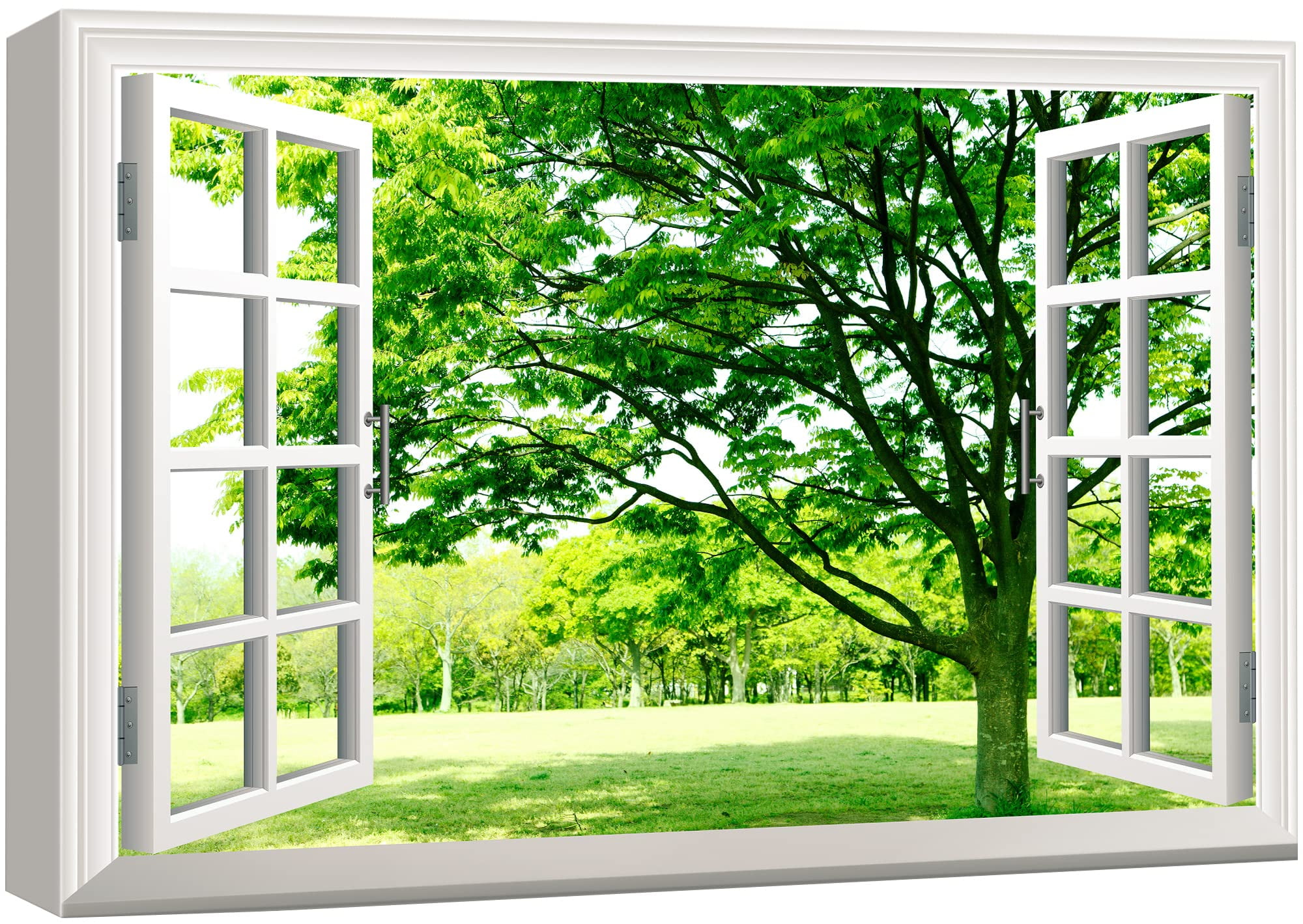 Modern Geometric Landscape Canvas Print with Wood Frame