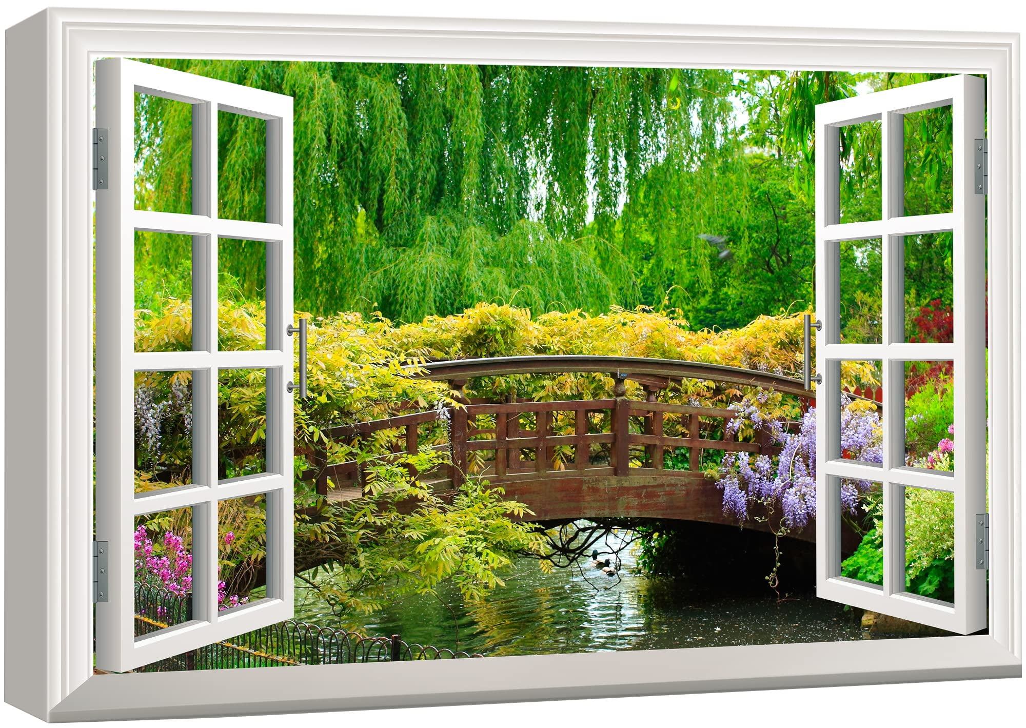 Framed 12" x 18" Japanese Garden Bridge Canvas Print