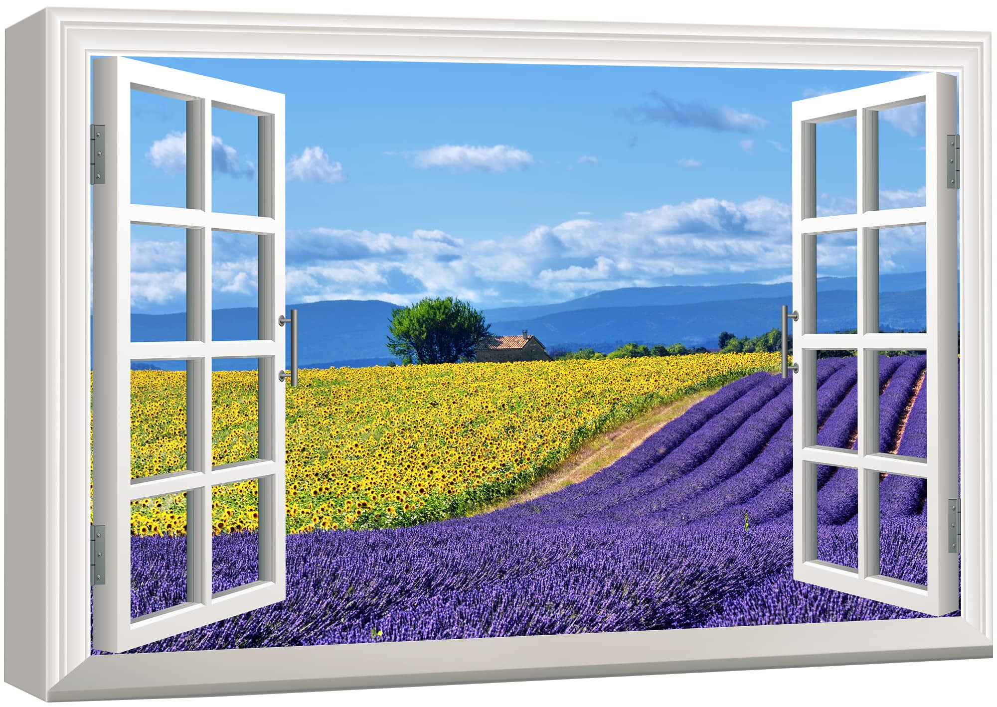 wall26 Canvas Print Wall Art Window View Landscape Purple Lavender