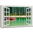 thumbnail image 1 of wall26 Canvas Print Wall Art Window View Landscape Red Boat on Forest Lake Nature Wilderness Photography Modern Art Rustic Scenic Colorful Multicolor for Living Room, Bedroom, Office - 24"x36&qu, 1 of 5