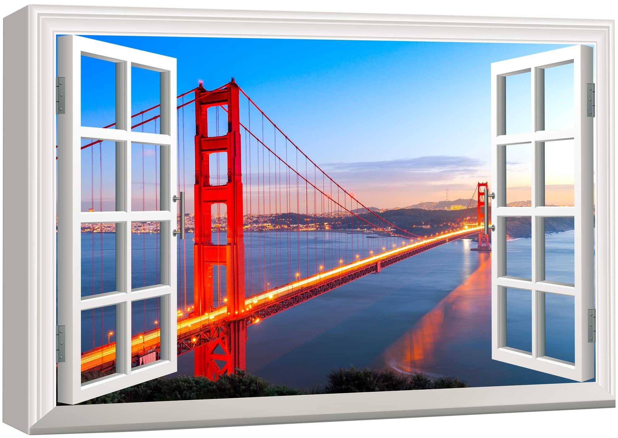 Golden Gate Bridge Scenic Window View Canvas Art