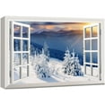 thumbnail image 1 of wall26 Canvas Print Wall Art Window View Landscape Snowy Pine Trees Nature Wilderness Photography Modern Art Rustic Scenic Colorful Multicolor for Living Room, Bedroom, Office - 24"x36", 1 of 5