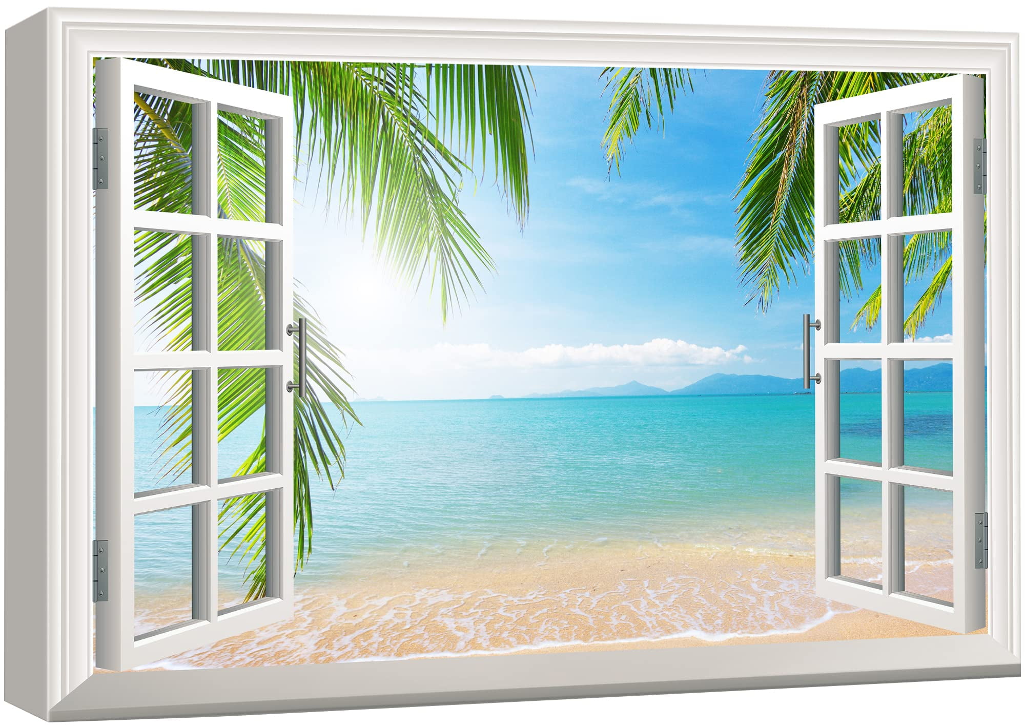 Tropical Beach Palm Tree Landscape Canvas Print 24x36 Inches