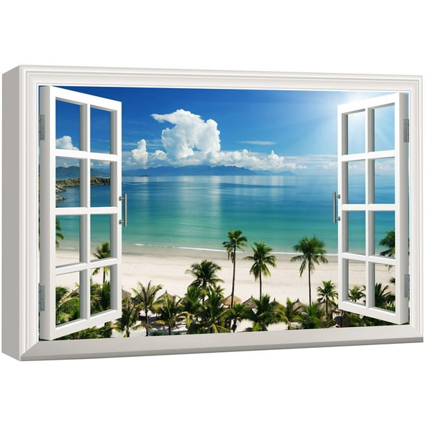 wall26 Canvas Print Wall Art Window View Landscape Tropical