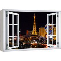wall26 Canvas Print Wall Art Window View Las Vegas Strip Nevada Urban Cityscape Wilderness Nature Photography Realism Scenic Landscape Colorful Multicolor for Living Room, Bedroom, Office - 12"x