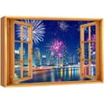 thumbnail image 1 of wall26 Canvas Print Wall Art Window View Neon Rainbow 4th of July Fireworks Celebrations &amp; Holidays Nature Photography Realism Landscape Colorful Multicolor for Living Room, Bedroom, Office - 24&, 1 of 5