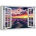 thumbnail image 1 of wall26 Canvas Print Wall Art Window View Neon Sunset Lavender Flower Country Farm Wilderness Nature Photography Realism Scenic Landscape Multicolor for Living Room, Bedroom, Office - 24"x36&quot, 1 of 5