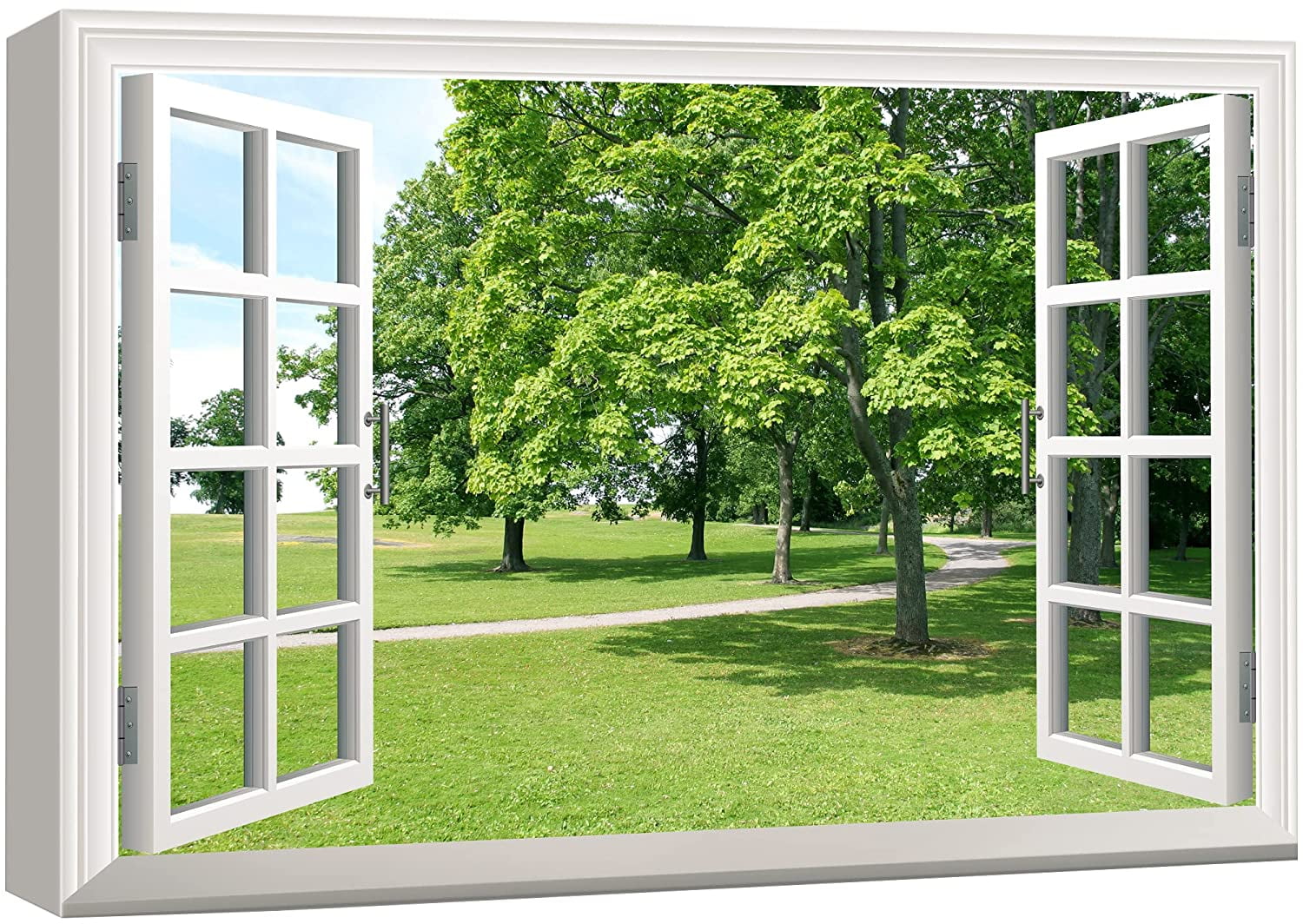 Modern Geometric Landscape Canvas Print with Wood Frame