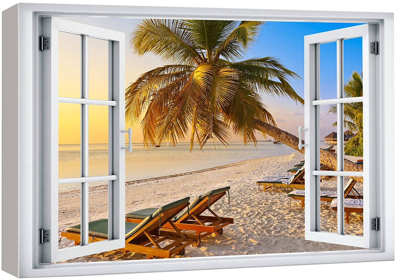 wall26 Canvas Print Wall Art Window View Relaxing Zen Tropical