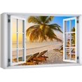 thumbnail image 1 of wall26 Canvas Print Wall Art Window View Relaxing Zen Tropical Beach Paradise Wilderness Nature Photography Realism Scenic Landscape Colorful Multicolor for Living Room, Bedroom, Office - 24"x36, 1 of 5