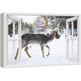 thumbnail image 1 of wall26 Canvas Print Wall Art Window View Rustic Snowy Winter Moose Deer Forest Wilderness Nature Photography Realism Scenic Landscape Colorful Multicolor for Living Room, Bedroom, Office - 32"x4, 1 of 5