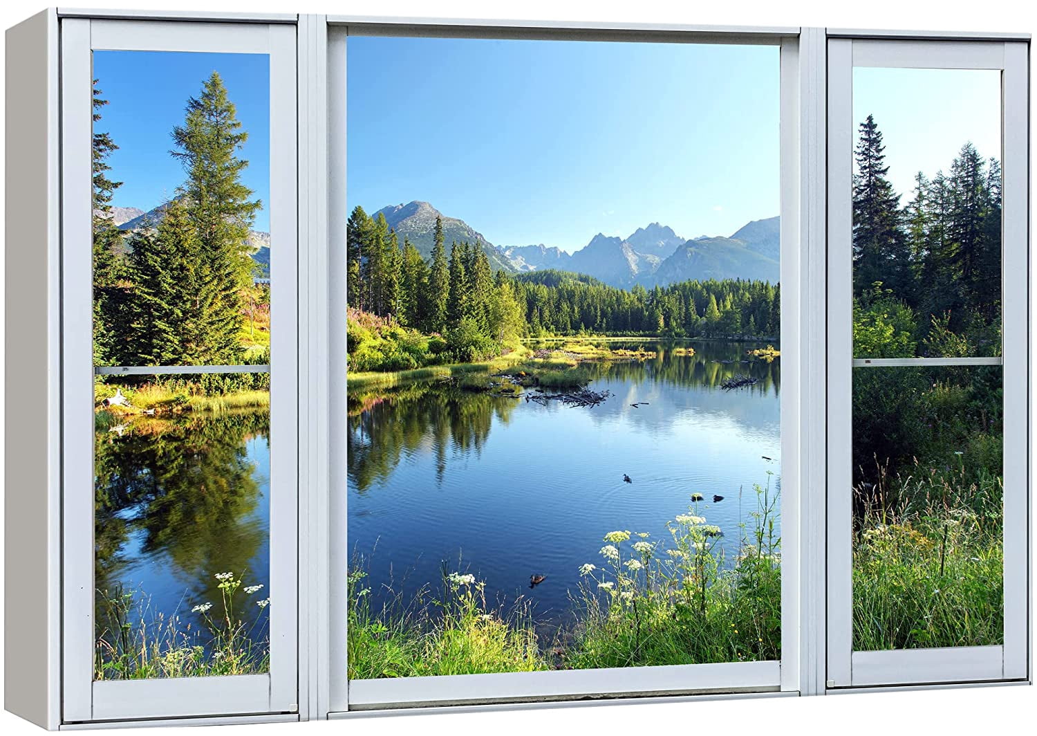 wall26 Canvas Print Wall Art Window View Springtime Blooming Flower ...