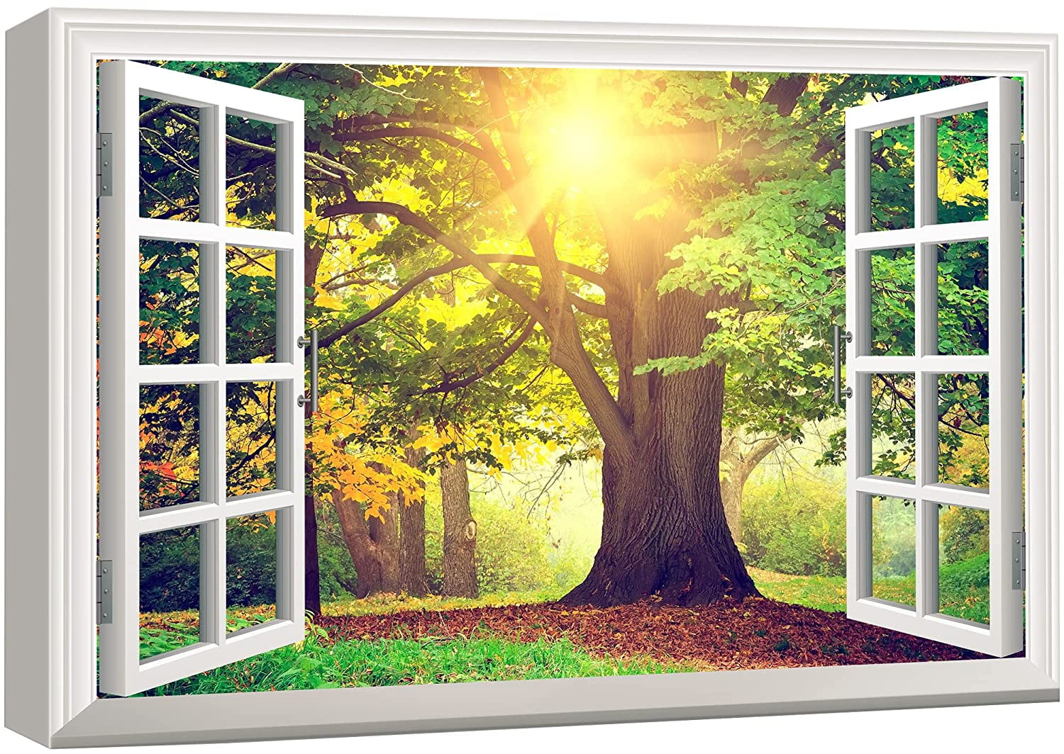 wall26 Canvas Print Wall Art Window View to Sunlight Shining Over Trees