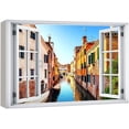 thumbnail image 1 of wall26 Canvas Print Wall Art Window View Vibrant Italian Italy Venice Canal City Wilderness Nature Photography Realism Scenic Landscape Colorful Multicolor for Living Room, Bedroom, Office - 24", 1 of 5