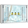 thumbnail image 1 of wall26 Canvas Print Wall Art Window View Yellow Birds in Snowy Winter Wonderland Wilderness Nature Photography Realism Scenic Landscape Colorful Multicolor for Living Room, Bedroom, Office - 12", 1 of 5