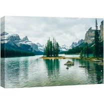 wall26 Canvas Print Wall Art Winter Pine Tree Forest Mountain Lake Nature Wilderness Photography Realism Earth Scenery Rustic Scenic Landscape Colorful for Living Room, Bedroom, Office - 24"x36&