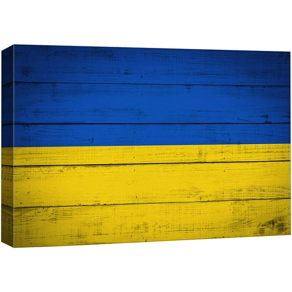 wall26 Canvas Print Wall Art Wood Panel Effect European Ukrainian Flag of Ukraine Cultural Historic Digital Art Modern Art Decorative Global Patriotic for Living Room, Bedroom, Office - 32x48