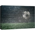 thumbnail image 1 of wall26 Canvas Print Wall Art Wood Panel Effect Rainwater Soccer Ball Field Boys Room Decor Sports Fitness Photography Realism Decorative Scenic Multicolor for Living Room, Bedroom, Office - 24"x, 1 of 5