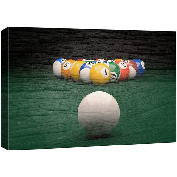 wall26 Canvas Print Wall Art Wood Panel Effect Retro Vintage Colorful Pool Billiard Balls Sports Fitness Photography Realism Decorative Scenic Multicolor for Living Room, Bedroom, Office - 24"x3