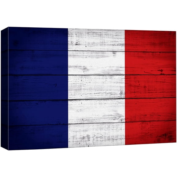 wall26 Canvas Print Wall Art Wood Panel Effect Tricolour Europe French Flag of France Cultural Historic Digital Art Modern Art Decorative Global Patriotic for Living Room, Bedroom, Office - 32x48