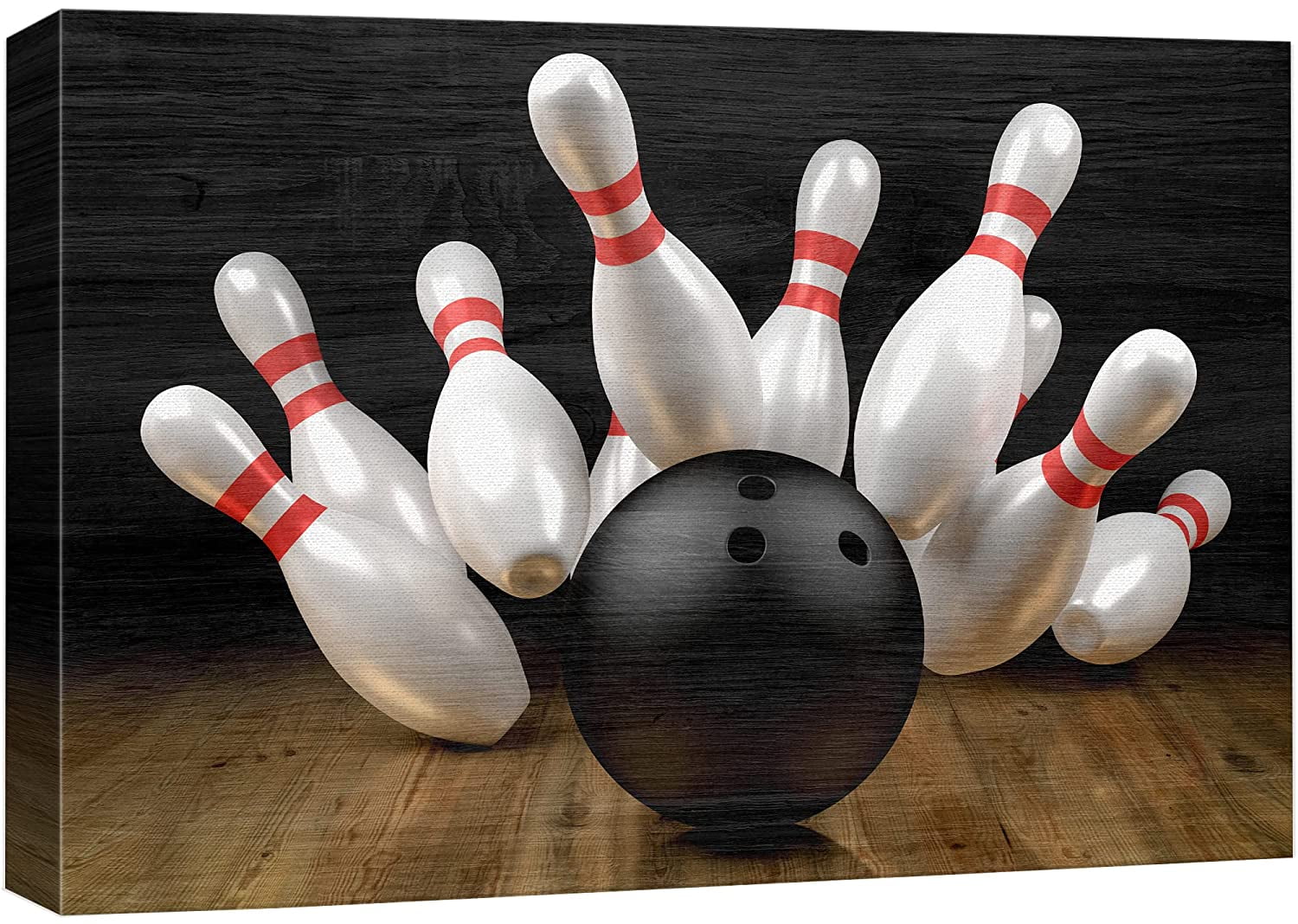 wall26 Canvas Print Wall Art Wood Panel Effect Vintage Bowling