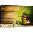 thumbnail image 1 of wall26 Canvas Print Wall Art Wood Panel Zen Palm Leaf Meditation Candle Massage Stones Nature Wilderness Photography Realism Landscape Colorful Multicolor for Living Room, Bedroom, Bathroom - 32&quot, 1 of 5