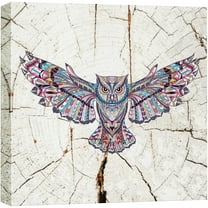 wall26 Canvas Print Wall Art Wood Ring Effect Tribal Pattern Owl Animals Wildlife Wood Panels Modern Art Farmhouse/Country Expressive Multicolor Warm for Living Room, Bedroom, Office - 12"x12&qu