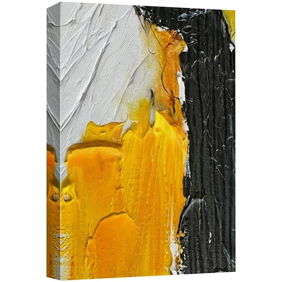 wall26 Canvas Print Wall Art Yellow, Black, White Paint Landscape Abstract Shapes Illustrations Modern Art Decorative Minimal Multicolor Relax/Calm Zen for Living Room, Bedroom, Office - 12x18 inches