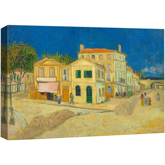wall26 Canvas Print Wall Art The Yellow House by Master Artist Vincent Van Gogh Nature Wilderness Illustrations Fine Art Relax/Calm Multicolor for Living Room, Bedroom, Office - 24"x36"