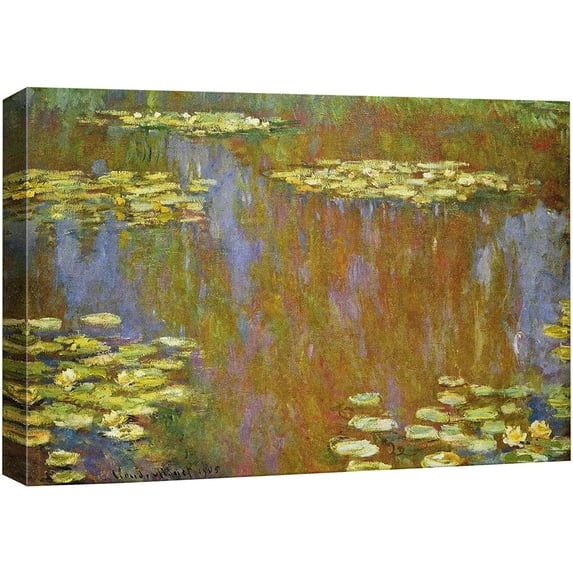 wall26 Canvas Print Wall Art Yellow Water Lily Reflection Claude Monet Nature Illustrations Fine Art Decorative Landscape Multicolor Wilderness Rustic for Living Room, Bedroom, Office - 32"x48&q