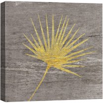 wall26 Canvas Print Wall Art Yellow Wood Effect Tropical Palm Frond Nature Plants Wood Panels Modern Art Farmhouse/Country Colorful Multicolor Warm for Living Room, Bedroom, Office - 12"x12"