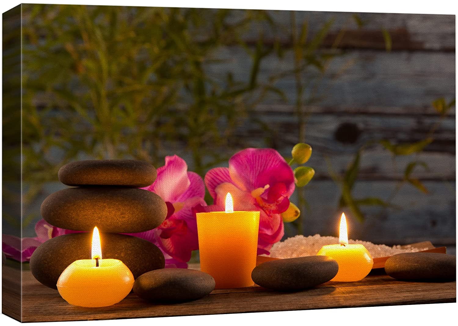Zen Stones and Candle Geometric Landscape Canvas Print