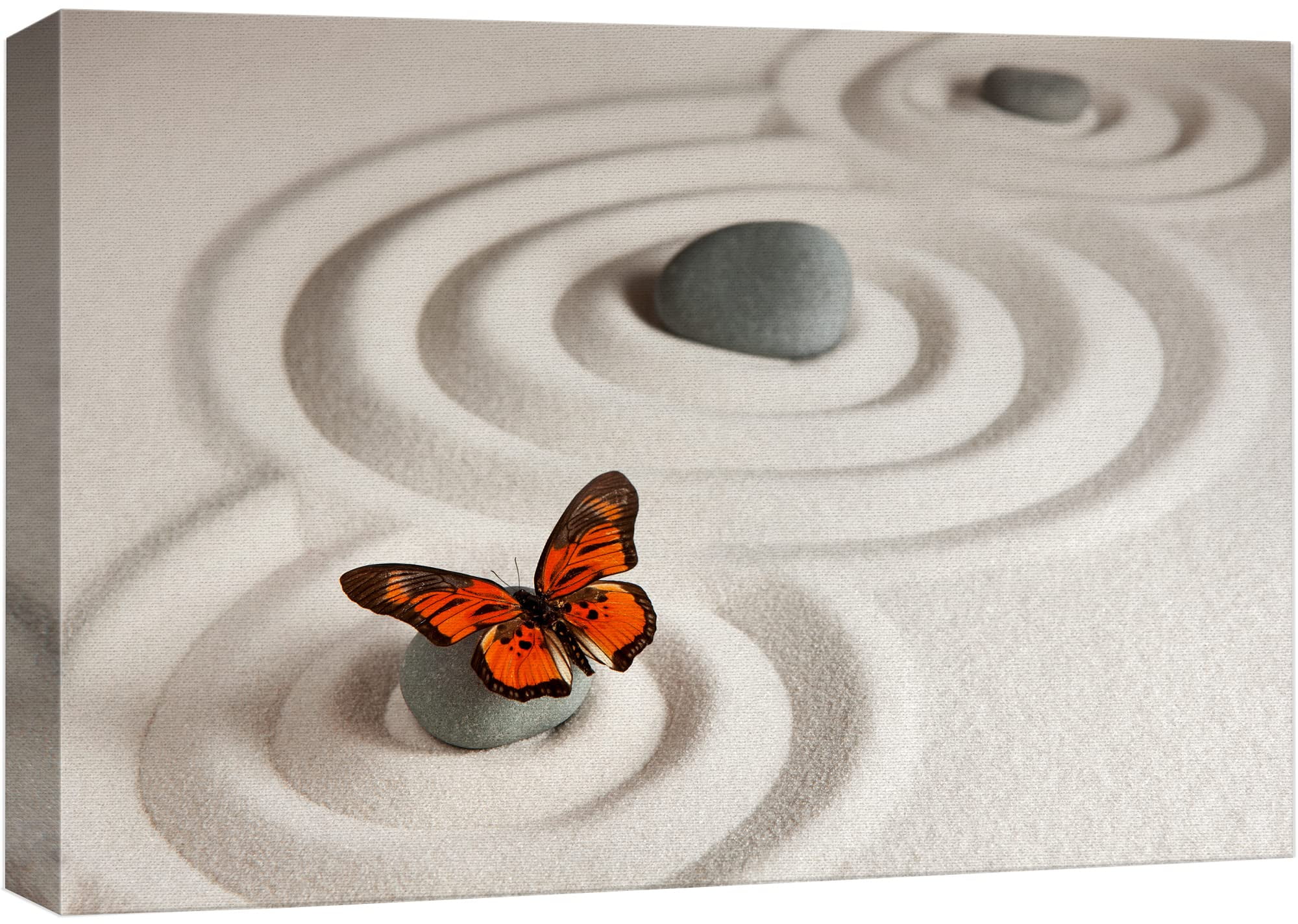 wall26 Canvas Print Wall Art Zen Garden with Stones & Monarch Butterfly ...