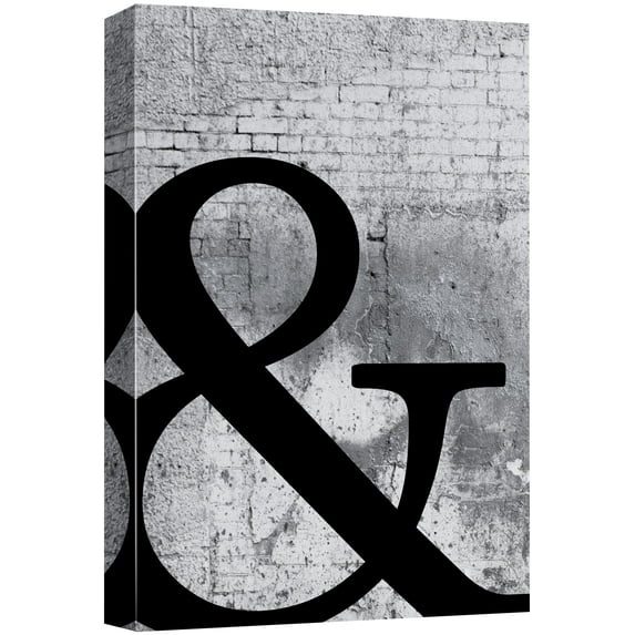 wall26 Canvas Print Wall Art & Symbol on Gray City Brick Wall Abstract Shapes Digital Art Graffiti & Street Art Bohemian Scenic Urban Cityscape for Living Room, Bedroom, Office - 12"x18&