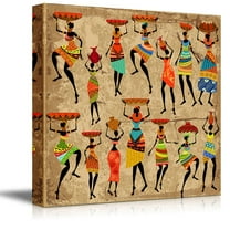 wall26 - Canvas Prints Wall Art - African Woman on Grunge Background (africa) | Modern Wall Decor/Home Decoration Stretched Gallery Canvas Wrap Giclee Print. Ready to Hang (24" x 24", Artwo