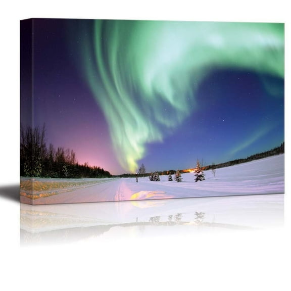 wall26 - Canvas Prints Wall Art - Aurora Borealis Northern Lights | Modern Wall Decor/Home Decoration Stretched Gallery Canvas Wrap Giclee Print. Ready to Hang - 12" x 18"