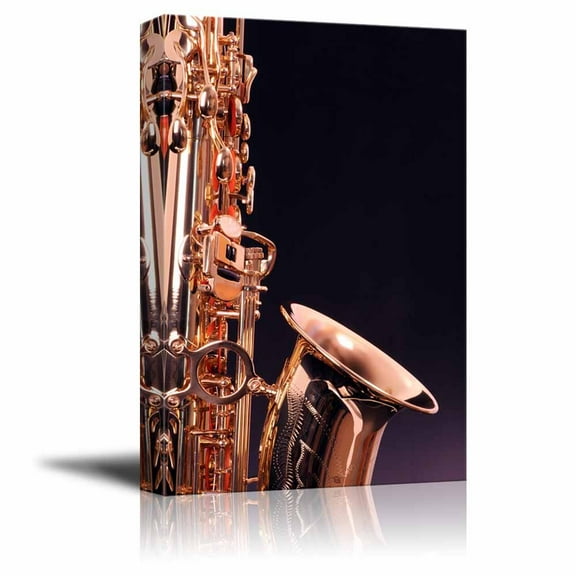 wall26 - Canvas Prints Wall Art - Beautiful Golden Saxophone | Modern Wall Decor/Home Decoration Stretched Gallery Canvas Wrap Giclee Print. Ready to Hang - 24" x 36"