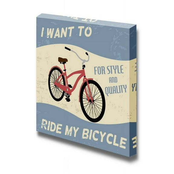 wall26 - Canvas Prints Wall Art - Bicycle Vintage Grunge Style Illustration | Modern Wall Decor/Home Decoration Stretched Gallery Canvas Wrap Giclee Print. Ready to Hang - 24" x 24"