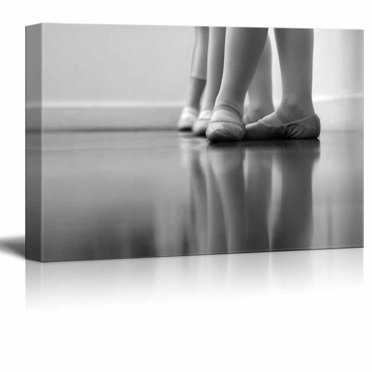 wall26 - Canvas Prints Wall Art - Close Up on Ballerina Feet on a Black and White Background | Modern Wall Decor/Home Decoration Stretched Gallery Canvas Wrap Giclee Print. Ready to Hang - 24&quot; x
