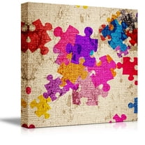wall26 - Canvas Prints Wall Art - Colorful Puzzle Pieces on a Canvas | Modern Wall Decor/Home Decoration Stretched Gallery Canvas Wrap Giclee Print. Ready to Hang - 24" x 24"