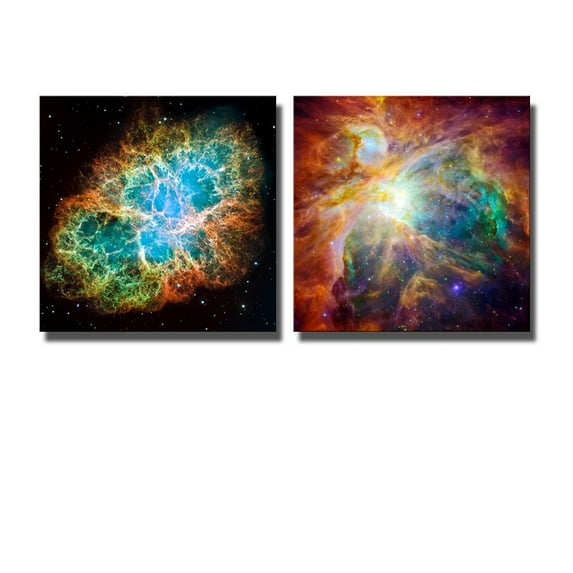 wall26 Canvas Prints Wall Art - The Cosmic Cloud Orion Nebula and Crab Nebula | Modern Wall Decor/Home Decoration Stretched Gallery Canvas Wrap Giclee Print & Ready to Hang - 16"x16" x