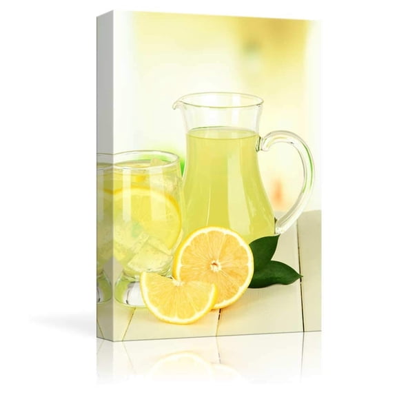 wall26 Canvas Prints Wall Art - Delicious Lemonade on Table on Light Background | Modern Wall Decor/Home Decoration Stretched Gallery Canvas Wrap Giclee Print. Ready to Hang - 12" x 18"