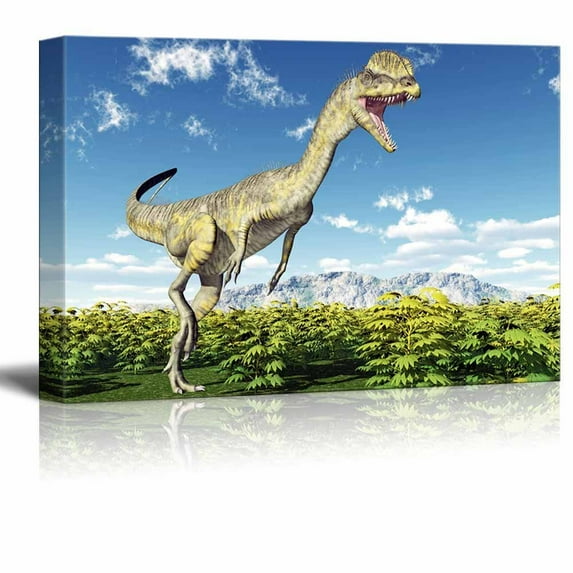 wall26 Canvas Prints Wall Art - Dinosaur Dilophosaurus | Modern Wall Decor/Home Decoration Stretched Gallery Canvas Wrap Giclee Print. Ready to Hang - 16" x 24"