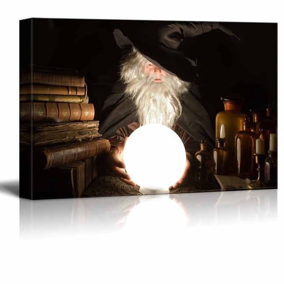 wall26 Canvas Prints Wall Art - Fortune Teller Looking into the Future at Halloween | Modern Wall Decor/Home Decoration Stretched Gallery Canvas Wrap Giclee Print. Ready to Hang - 32" x 48"