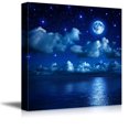 thumbnail image 1 of wall26 - Canvas Prints Wall Art - Full Moon Shining Over Water | Modern Wall Decor/Home Decoration Stretched Gallery Canvas Wrap Giclee Print. Ready to Hang - 12" x 12", 1 of 4