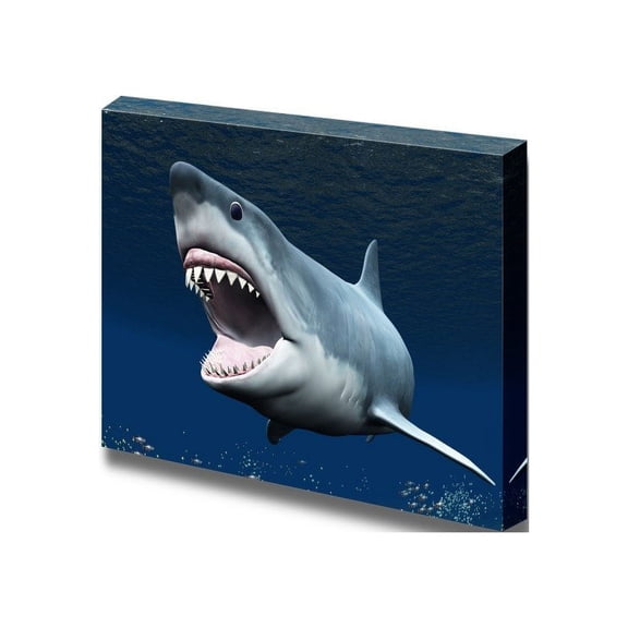 wall26 - Canvas Prints Wall Art - Great White Shark | Modern Wall Decor/Home Decoration Stretched Gallery Canvas Wrap Giclee Print. Ready to Hang - 32" x 48"